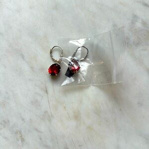 Red Labradorite rhodium over sterling silver oval drop earrings.
